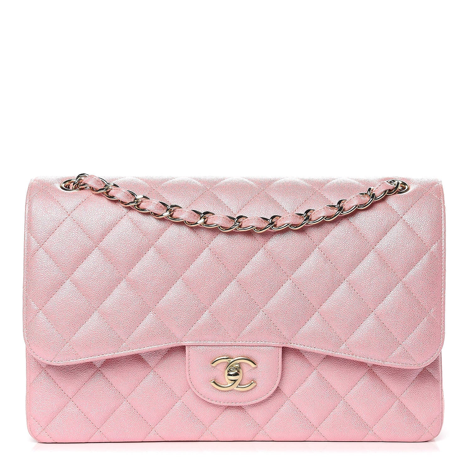 Chanel Iridescent Caviar Quilted Jumbo Double Flap Rose Pink 1 of 11