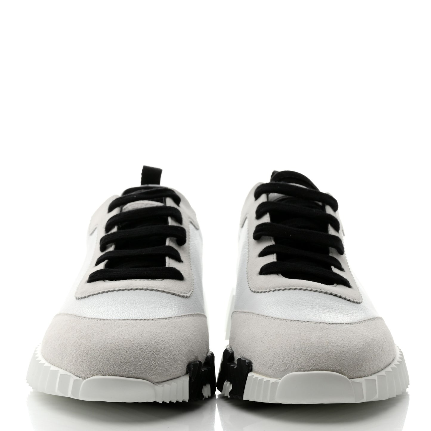 Calfskin Suede Goatskin Bouncing Sneakers 41 White