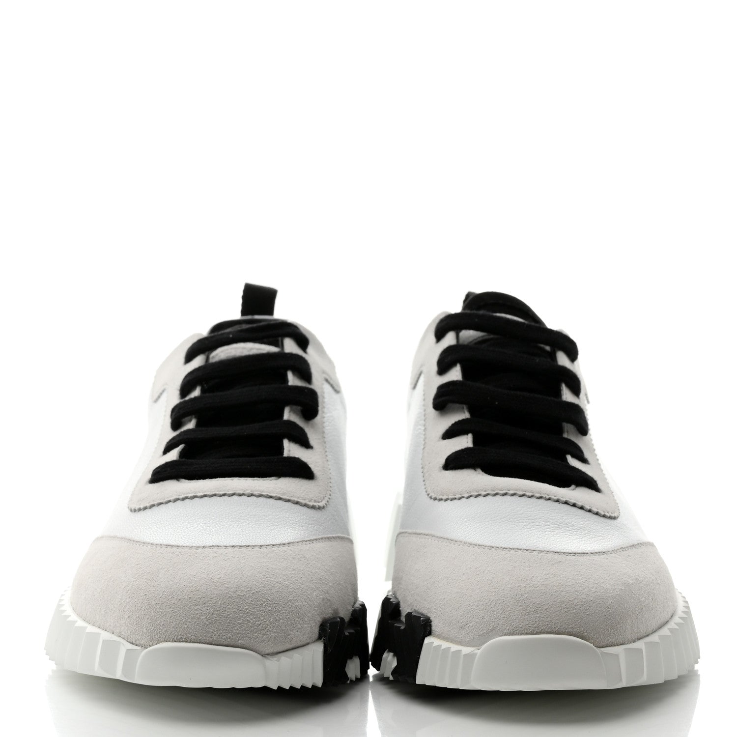 Hermes Calfskin Suede Goatskin Bouncing Sneakers 41 White 2 of 9