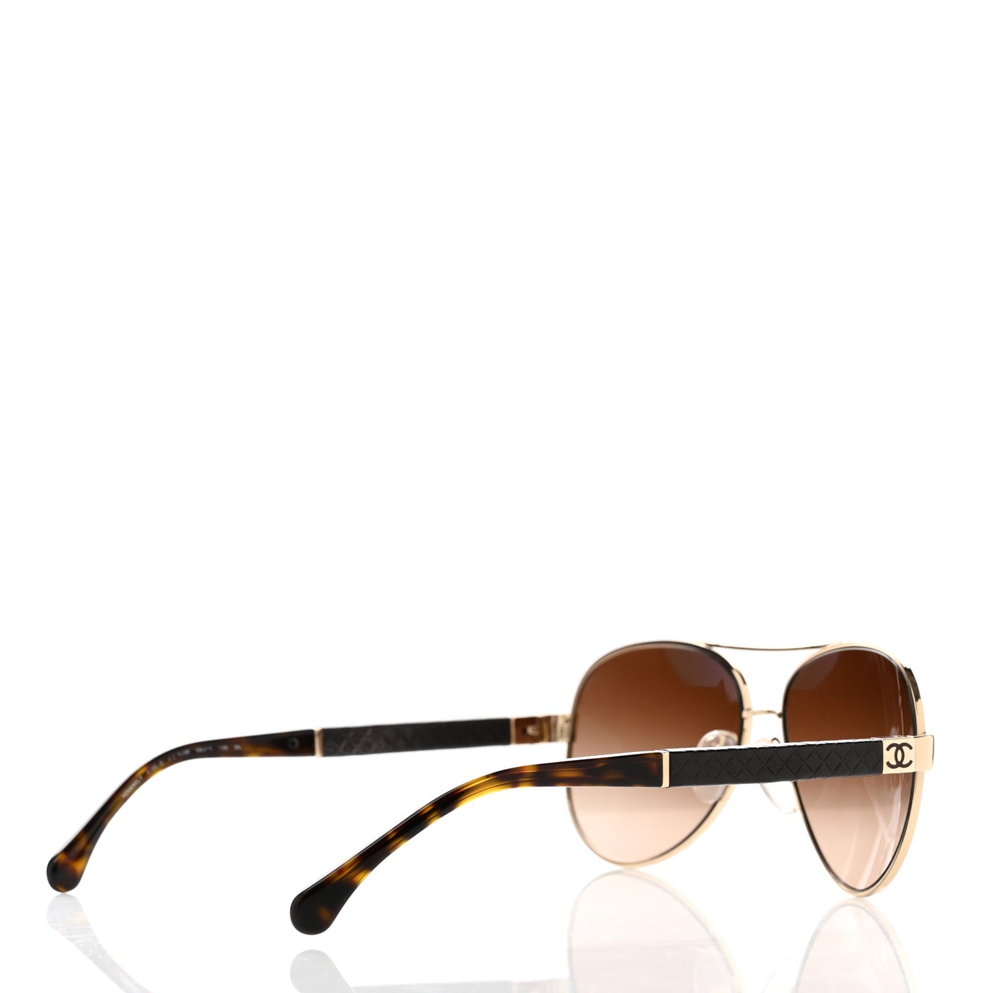 Lambskin Quilted CC Aviator Sunglasses 4195-Q Brown Gold