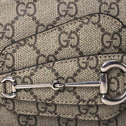 Gucci GG Supreme Monogram Mini Horsebit 1955 Asymmetric Shoulder Bag Beige Ebony 8 of 11