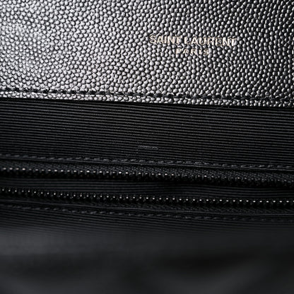 Saint Laurent Grain De Poudre Textured Mixed Matelasse Large Triquilt Monogram Monochrome Satchel Black 11 of 11