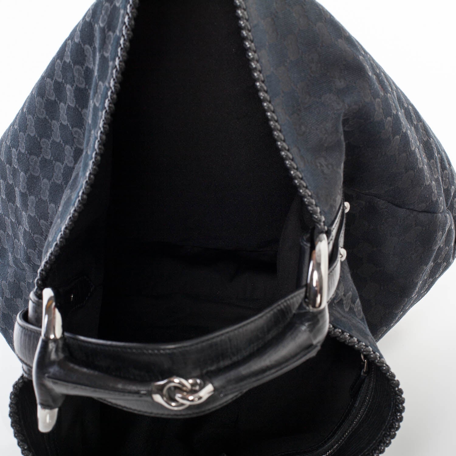 Gucci Monogram Large Horsebit Chain Hobo Black 9 of 9