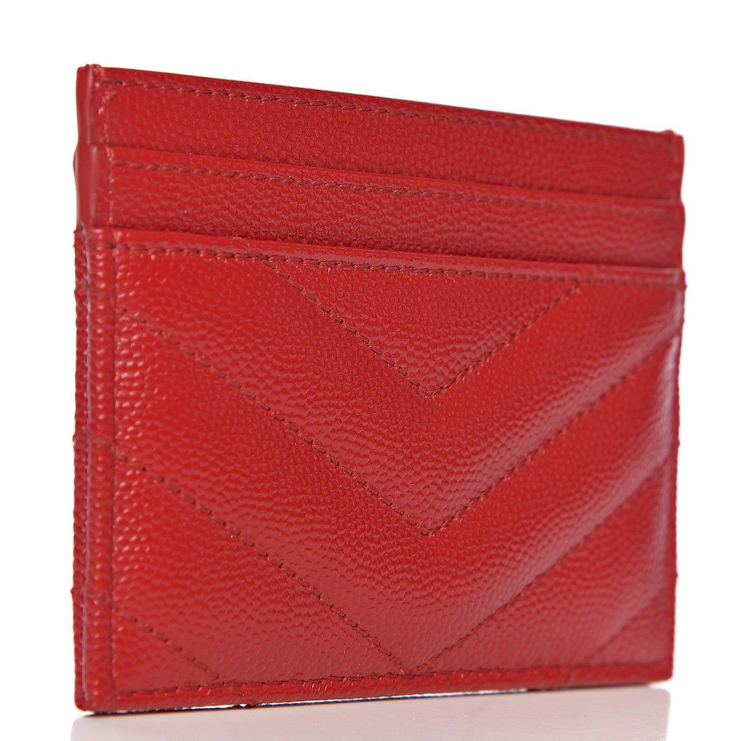 Grain De Poudre Matelasse Chevron Credit Card Case New Red
