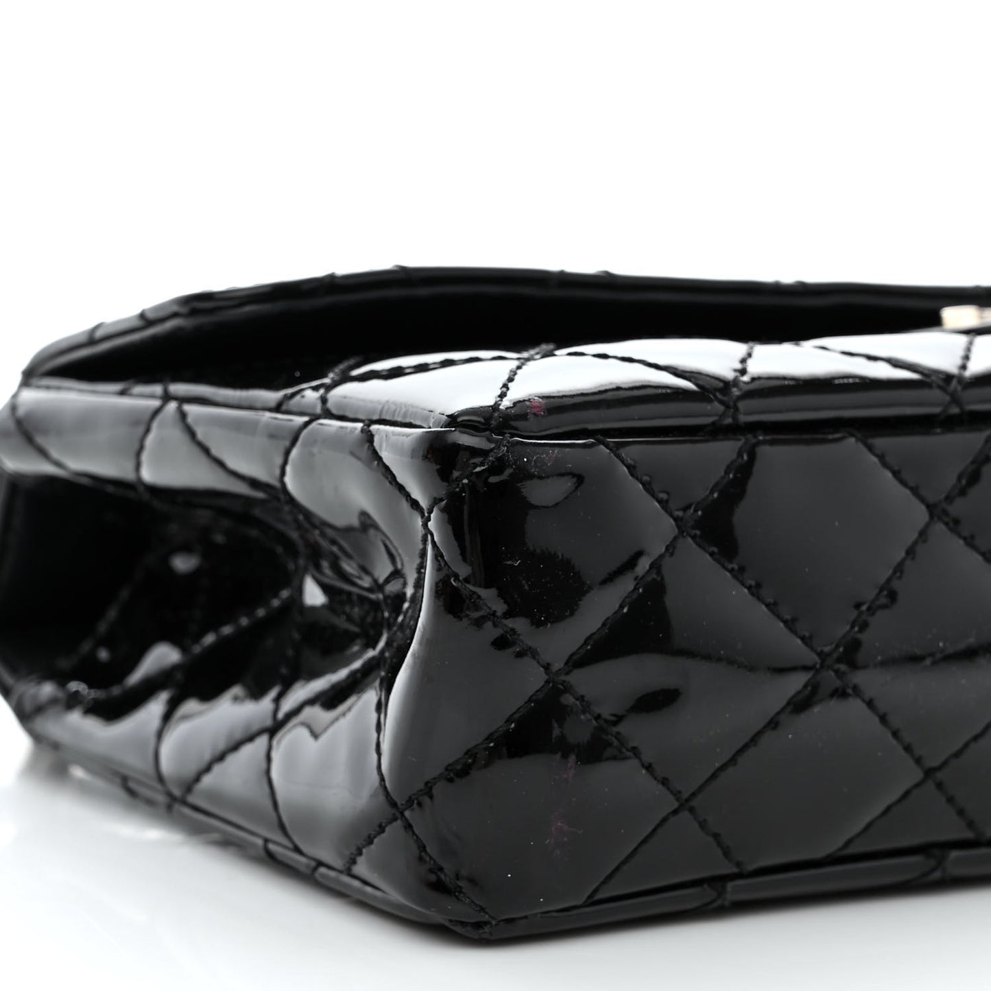 Patent Quilted Medium Diagonal CC Flap Black