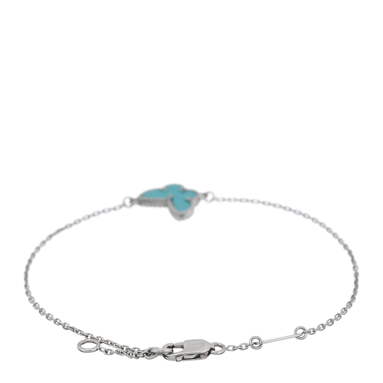 Van Cleef & Arpels 18K White Gold Turquoise Sweet Alhambra Butterfly Bracelet 2 of 3