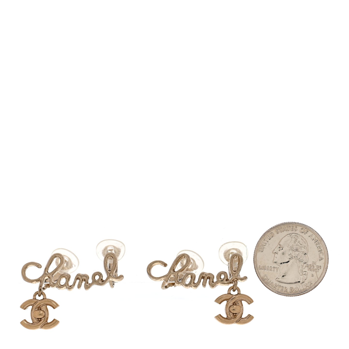 Metal CC Turnlock Climber Clip On Earrings Gold