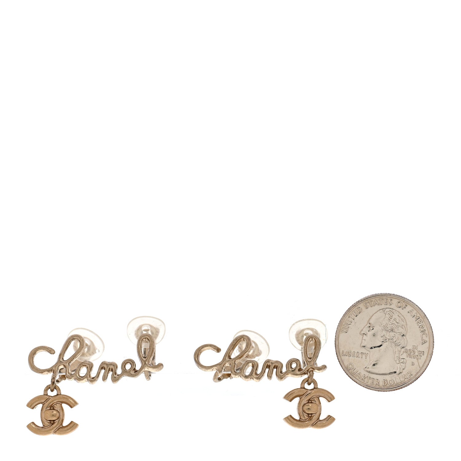 Chanel Metal CC Turnlock Climber Clip On Earrings Gold 2 of 5