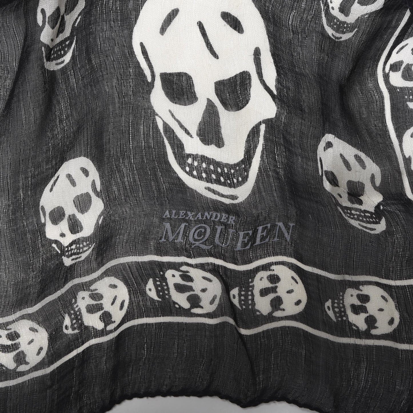 Modal Silk Skull Scarf Black White