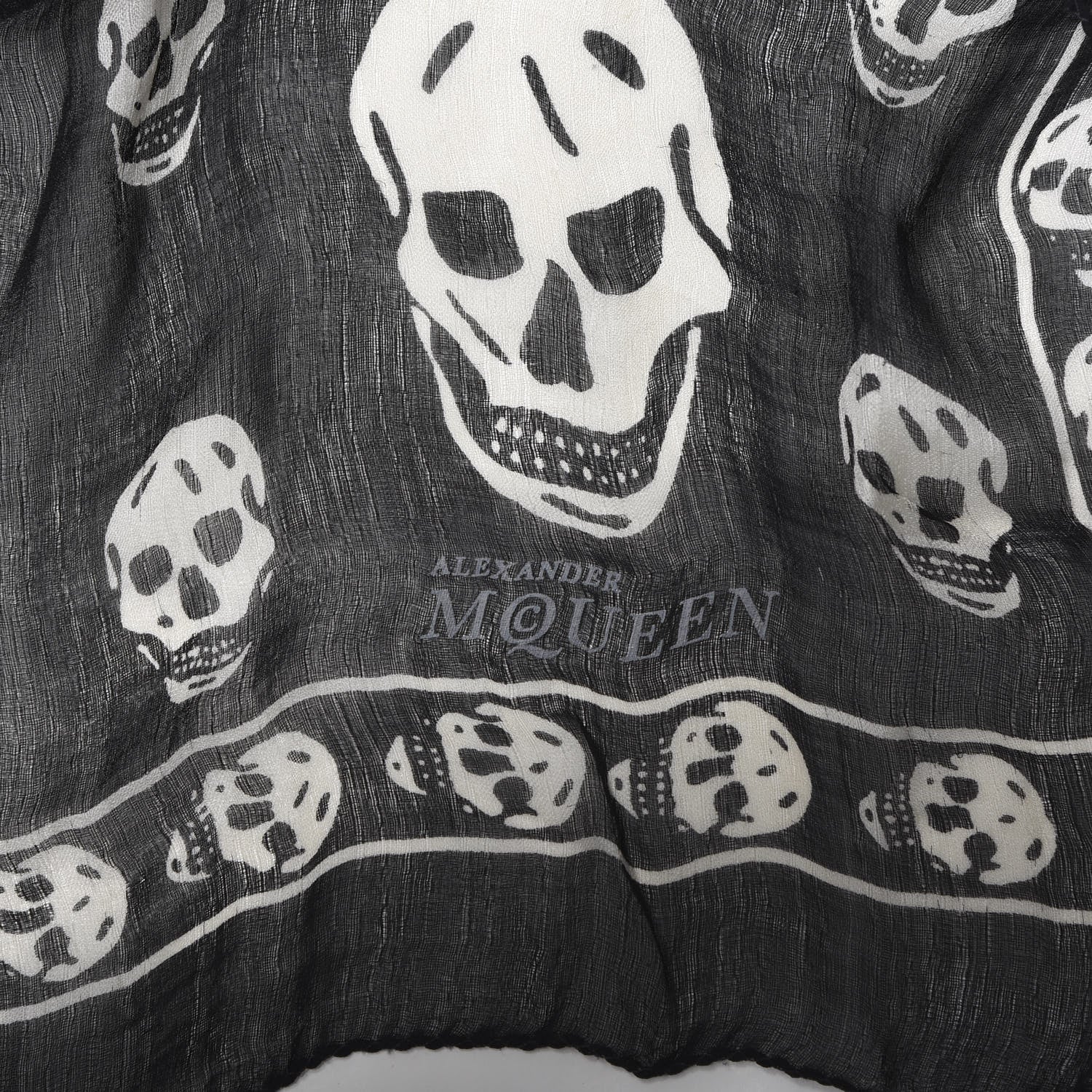 Alexander McQueen Modal Silk Skull Scarf Black White 4 of 6