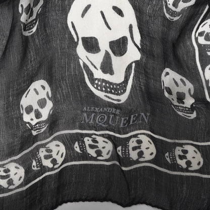 Alexander McQueen Modal Silk Skull Scarf Black White 4 of 6