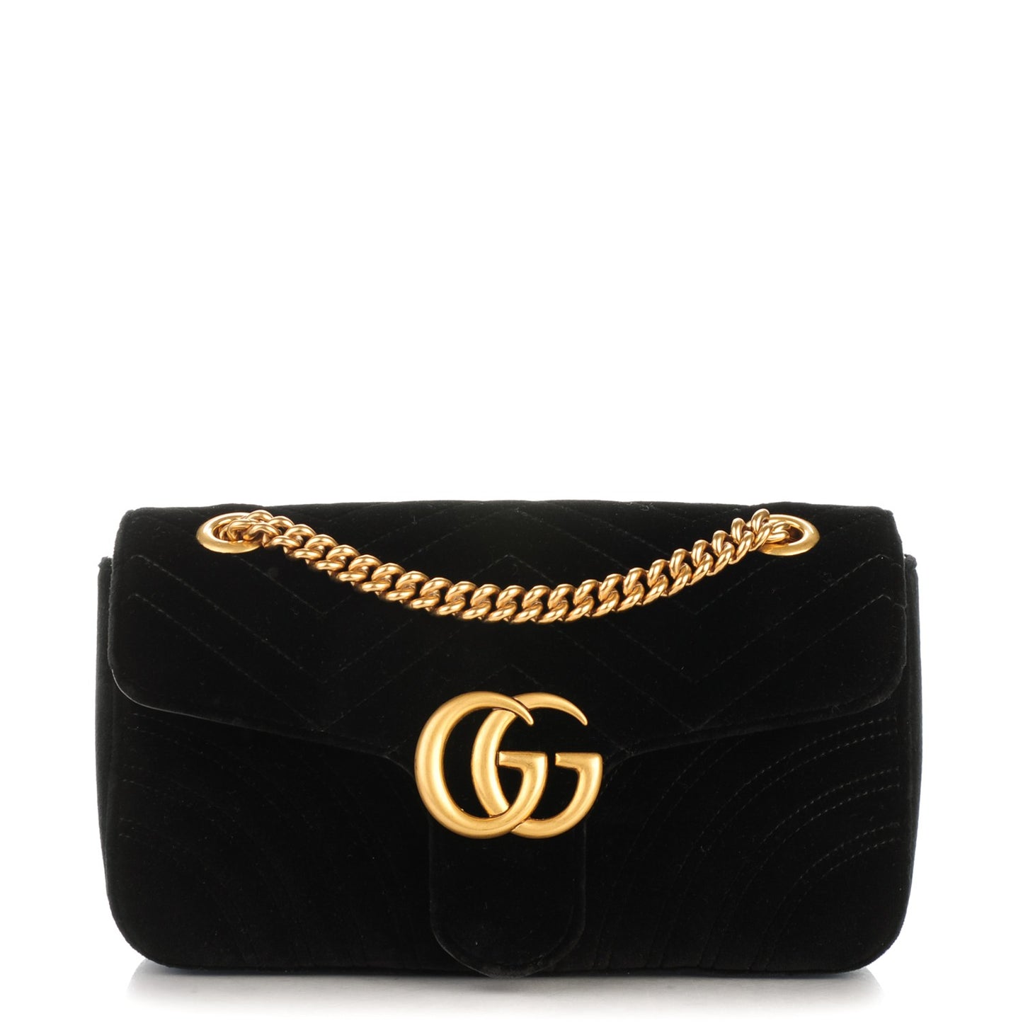 Velvet Matelasse Small GG Marmont Shoulder Bag Black