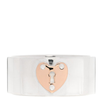 Tiffany Sterling Silver 18K Rose Gold Heart Lock Band Ring 57 8 1 of 4