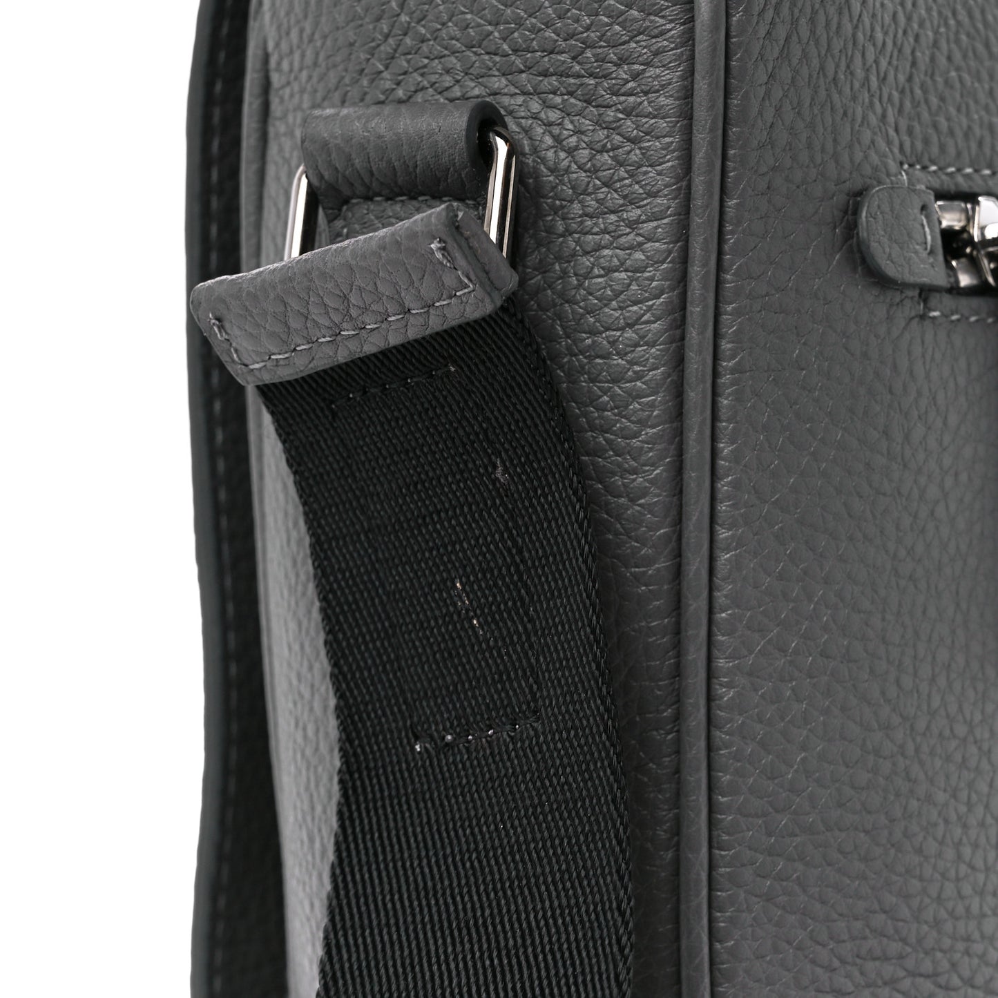 Calfskin Logo Messenger Charcoal Grey