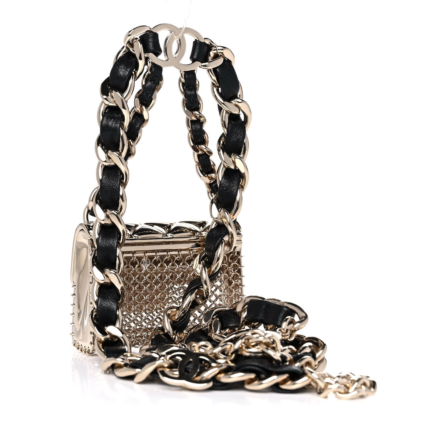 Lambskin Chain CC Flap Bag Belt 80 Black Gold