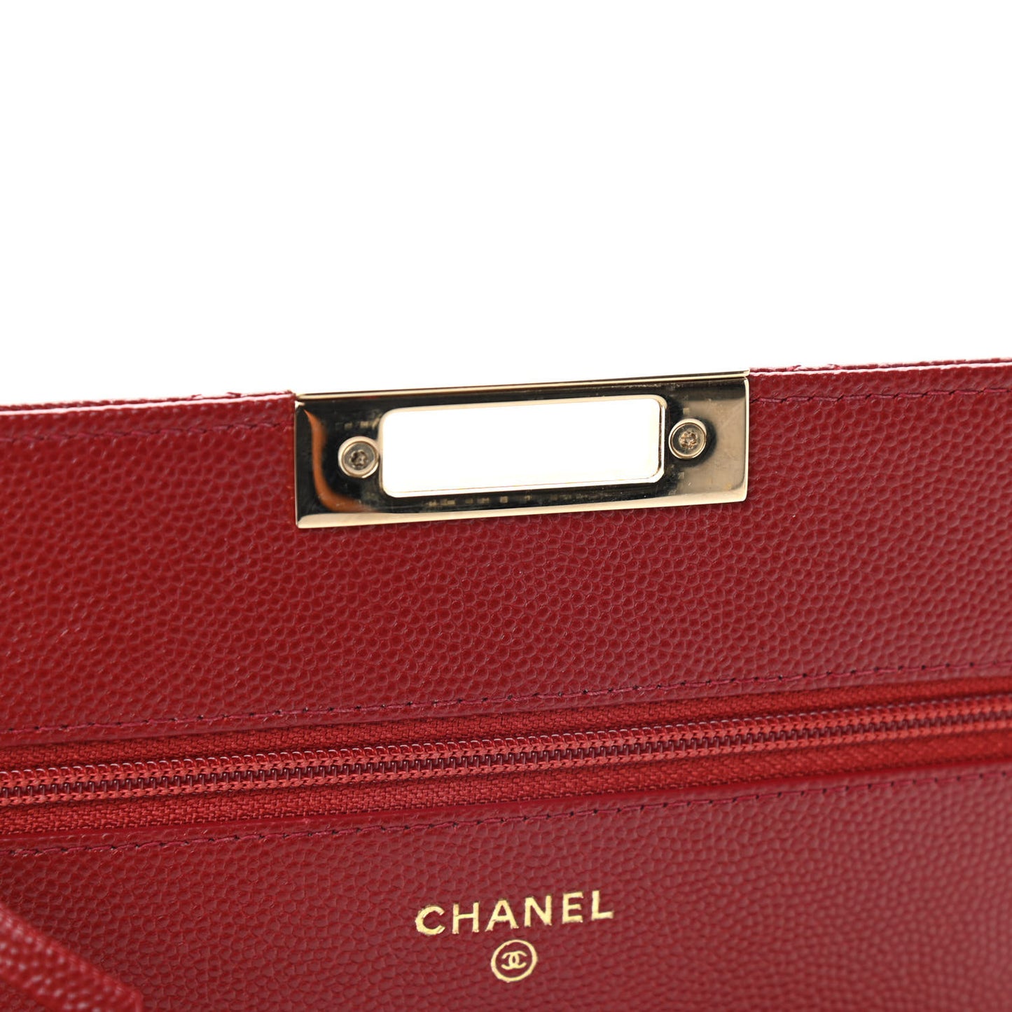 Caviar Quilted Golden Class Wallet On Chain WOC Red