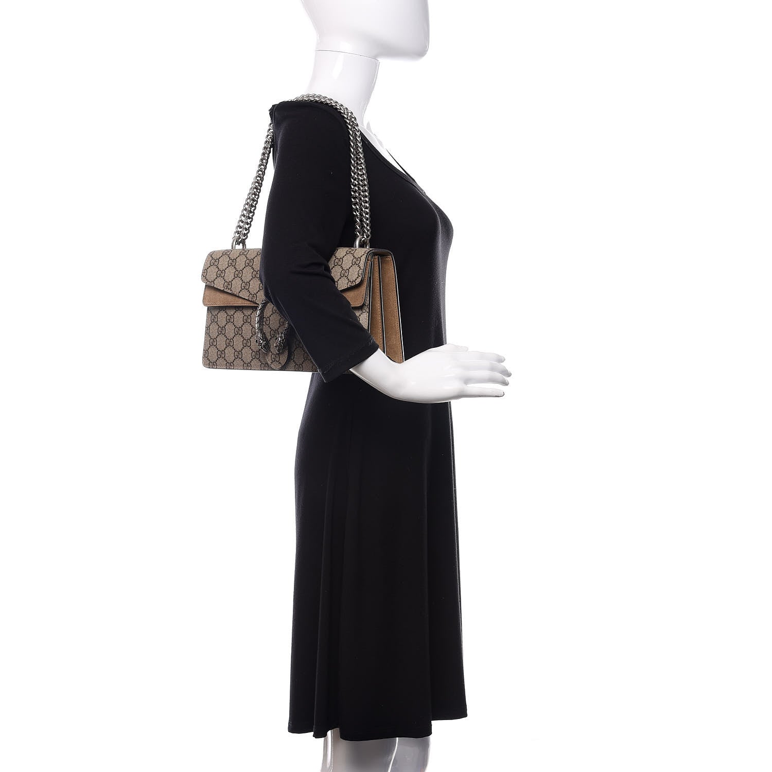 Gucci GG Supreme Monogram Small Dionysus Shoulder Bag Taupe 2 of 13