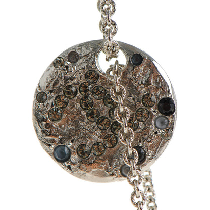 Chanel Crystal CC Pendant Necklace Silver 4 of 9