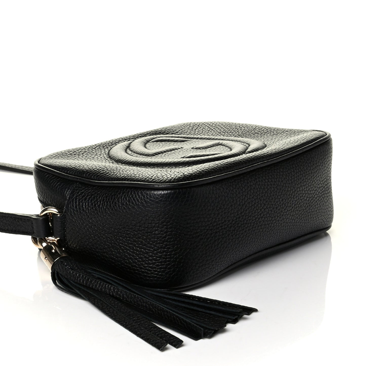 Pebbled Calfskin Small Soho Disco Bag Black