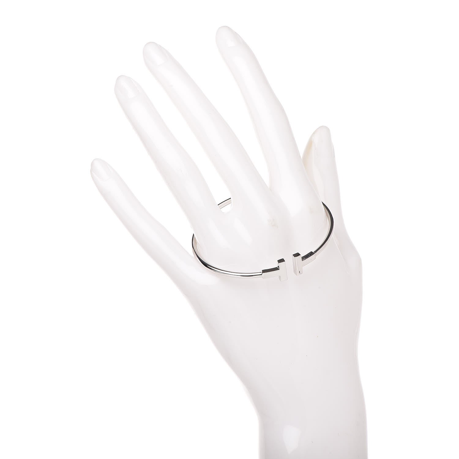 Tiffany 18K White Gold T Wire Bracelet 2 of 5