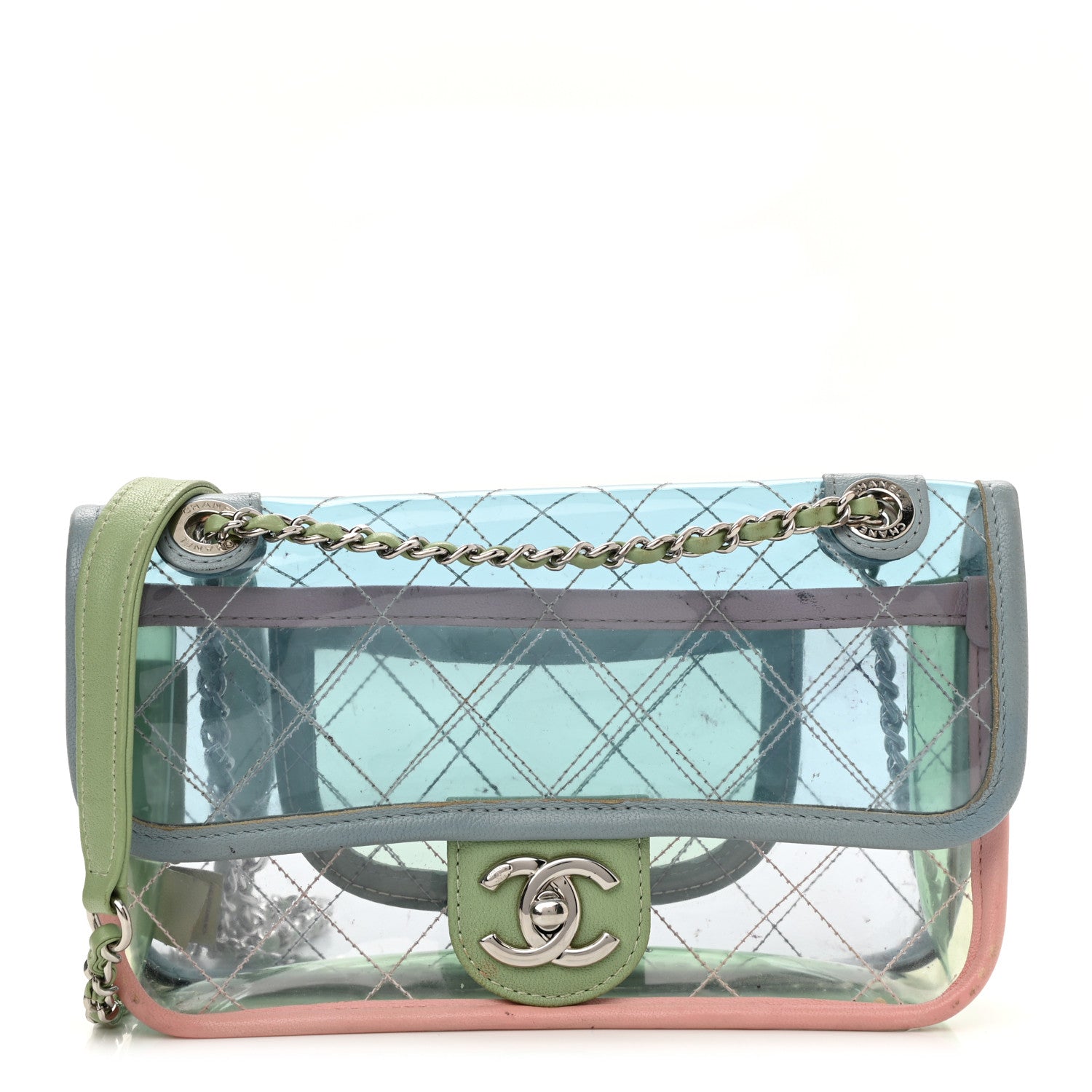 Chanel Lambskin PVC Quilted Mini Coco Splash Flap Blue Green 1 of 12