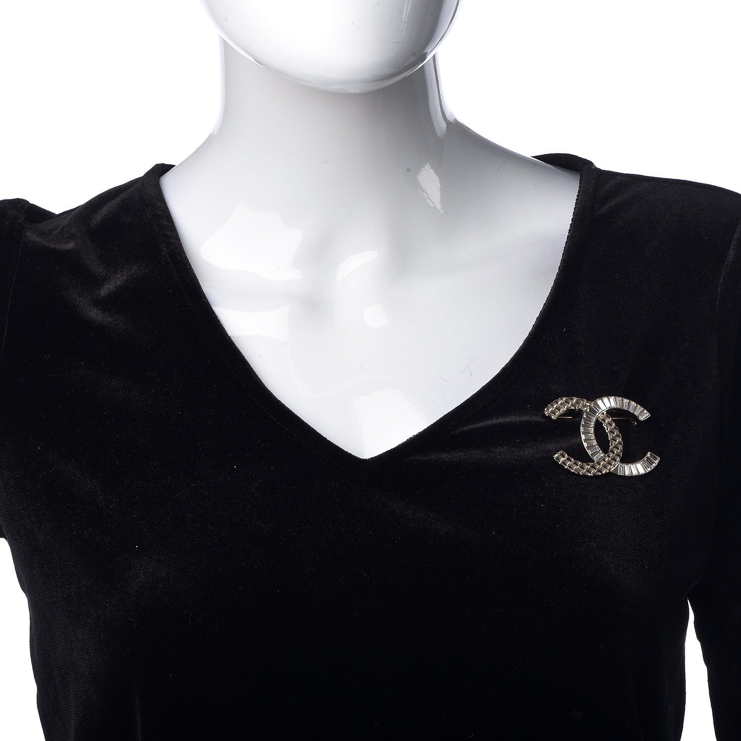 Chanel Baguette Crystal Quilted CC Brooch Gold 2 of 4