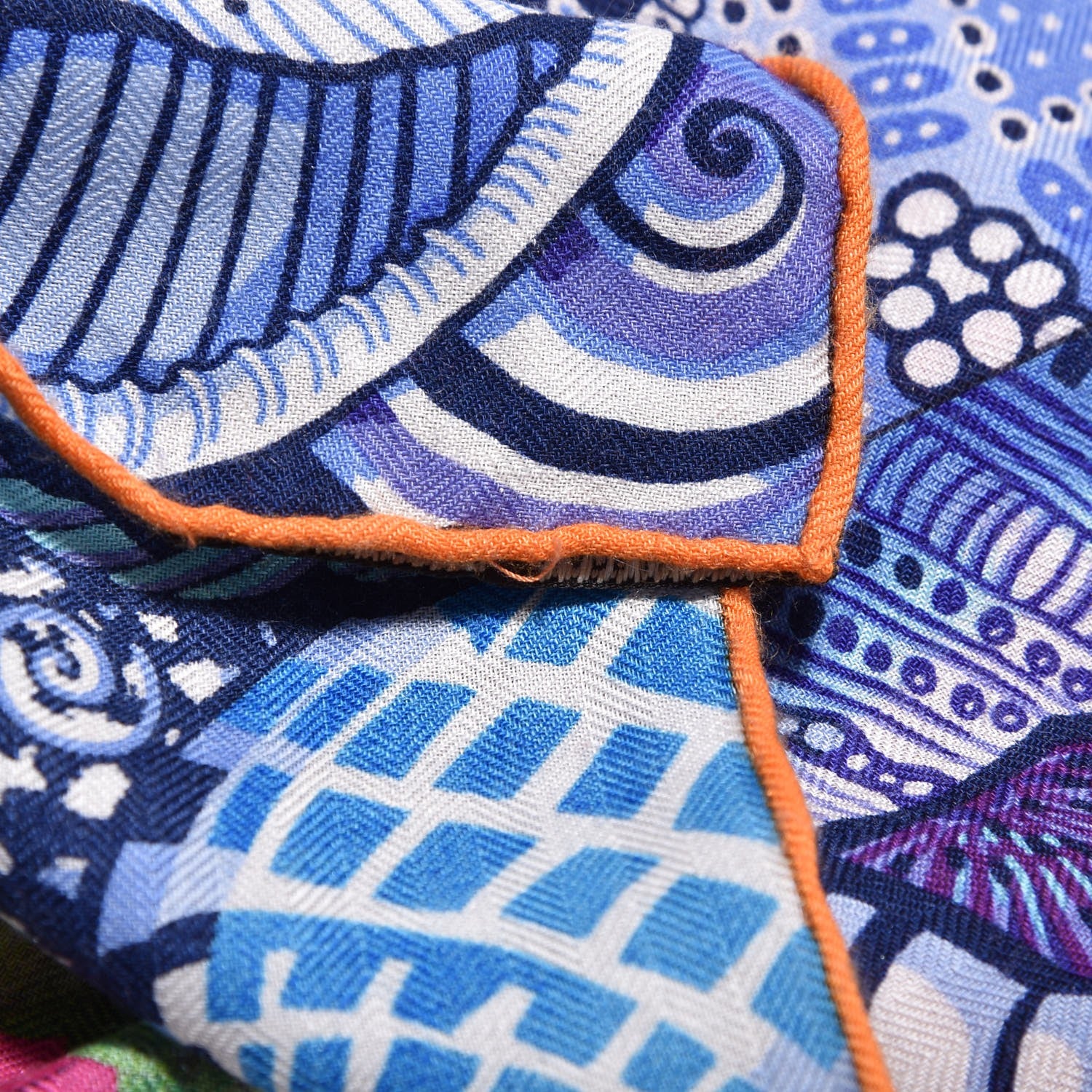 Hermes Cashmere Silk Sieste Au Paradis Shawl 140 Fuchsia Orange Bleu 4 of 6