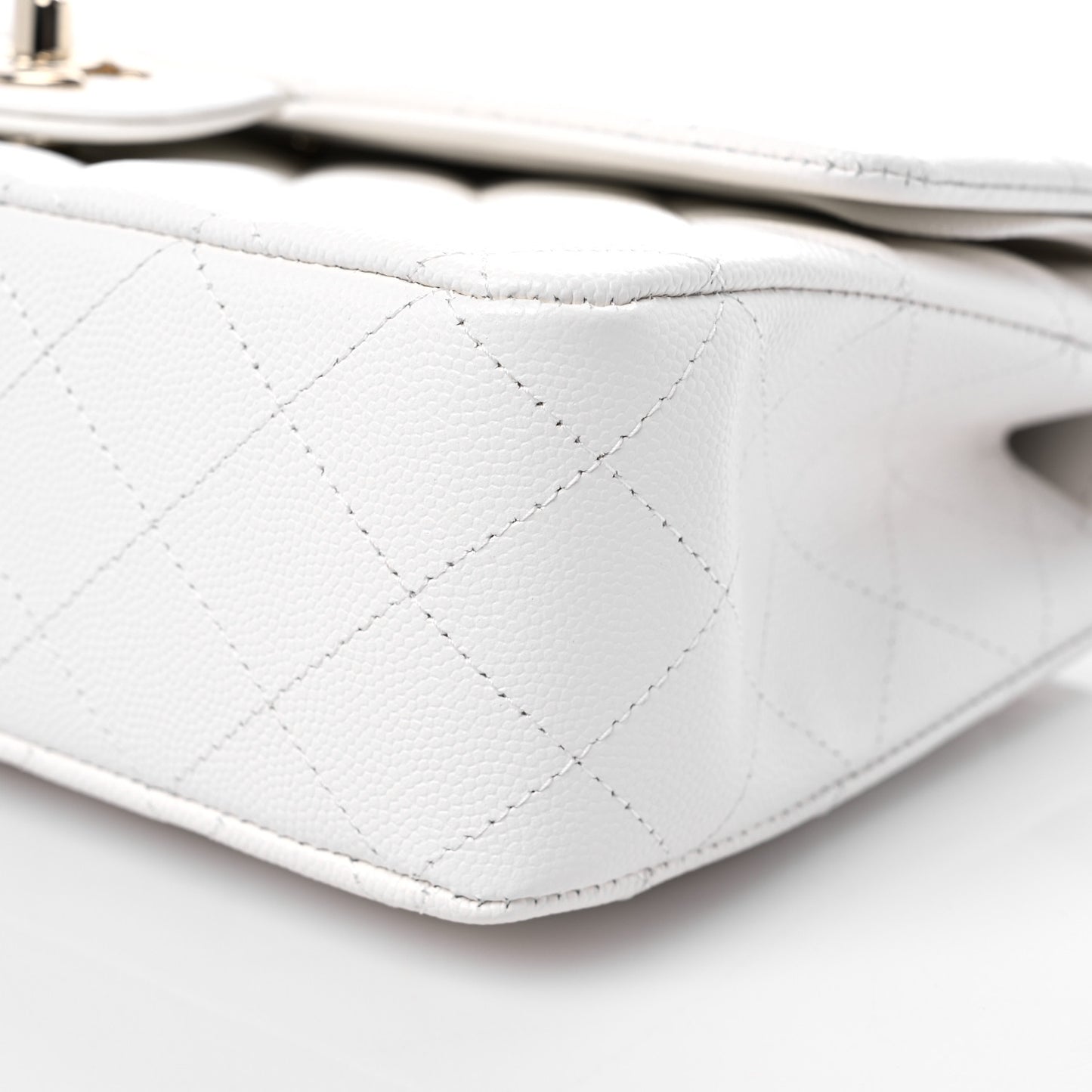 Caviar Quilted Medium Double Flap White