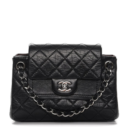 Chanel Aged Calfskin Quilted Accordion Double Flap Black 1 of 8