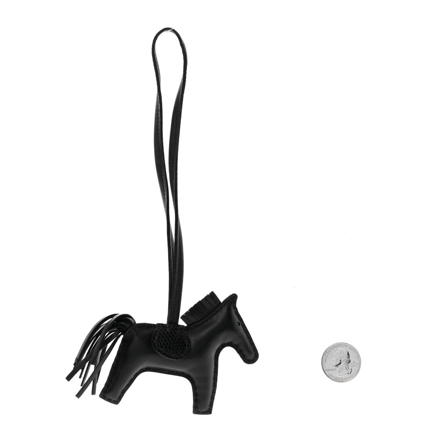 Milo Lambskin Lizard Touch Grigri Rodeo Horse Bag Charm So Black