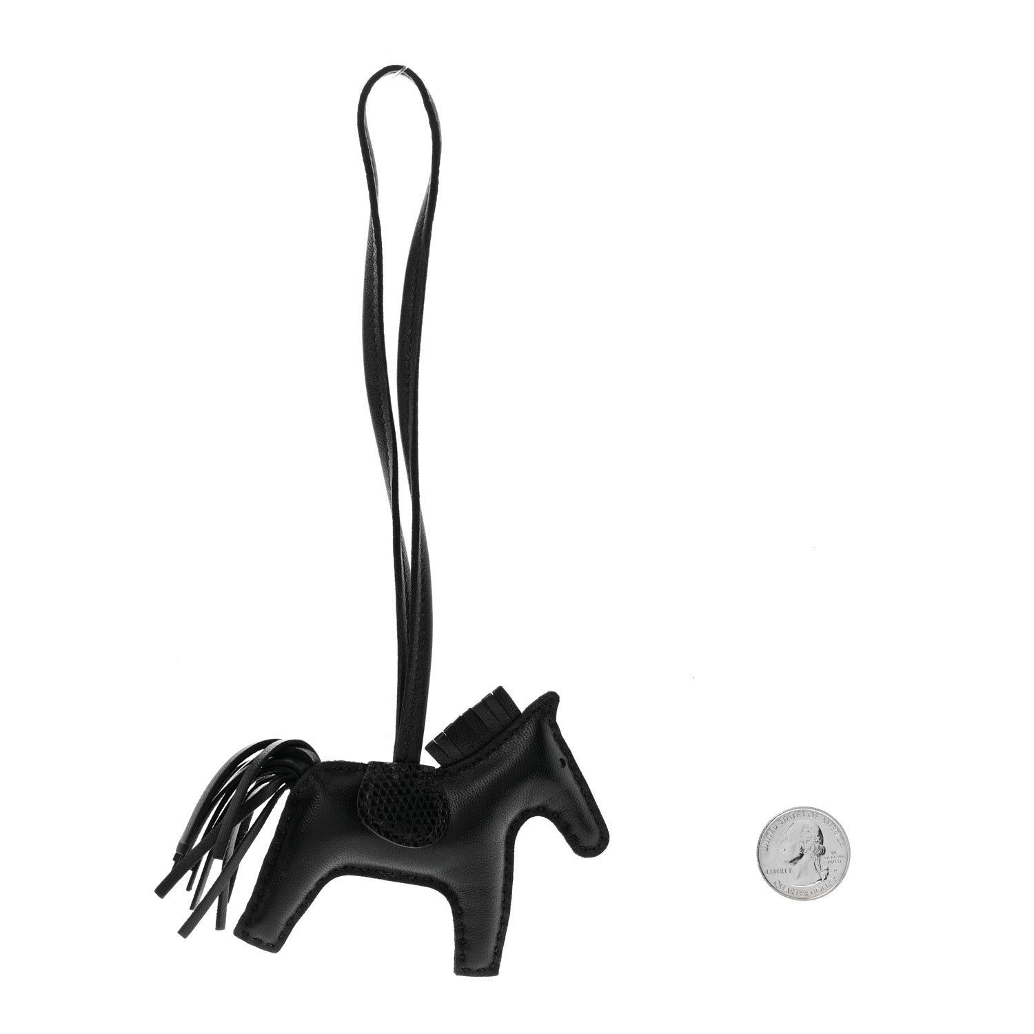 Hermes Milo Lambskin Lizard Touch Grigri Rodeo Horse Bag Charm So Black 2 of 5