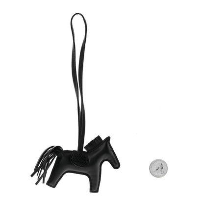 Hermes Milo Lambskin Lizard Touch Grigri Rodeo Horse Bag Charm So Black 2 of 5