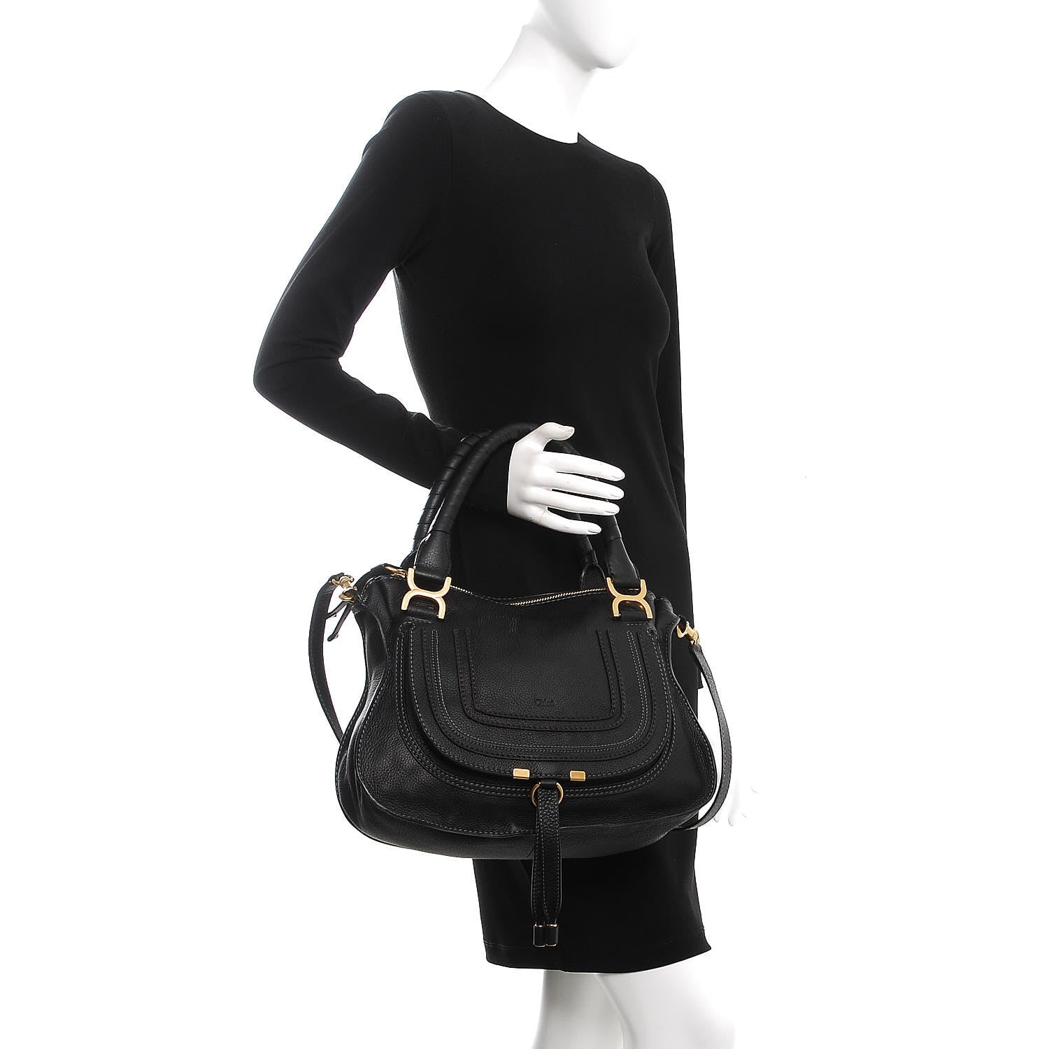 Chloe Calfskin Medium Marcie Satchel Black 3 of 9