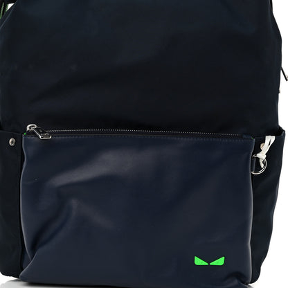 Fendi Nylon Vitello Century I See You Bug Eyes Backpack Dark Blue Fluo Green 7 of 10