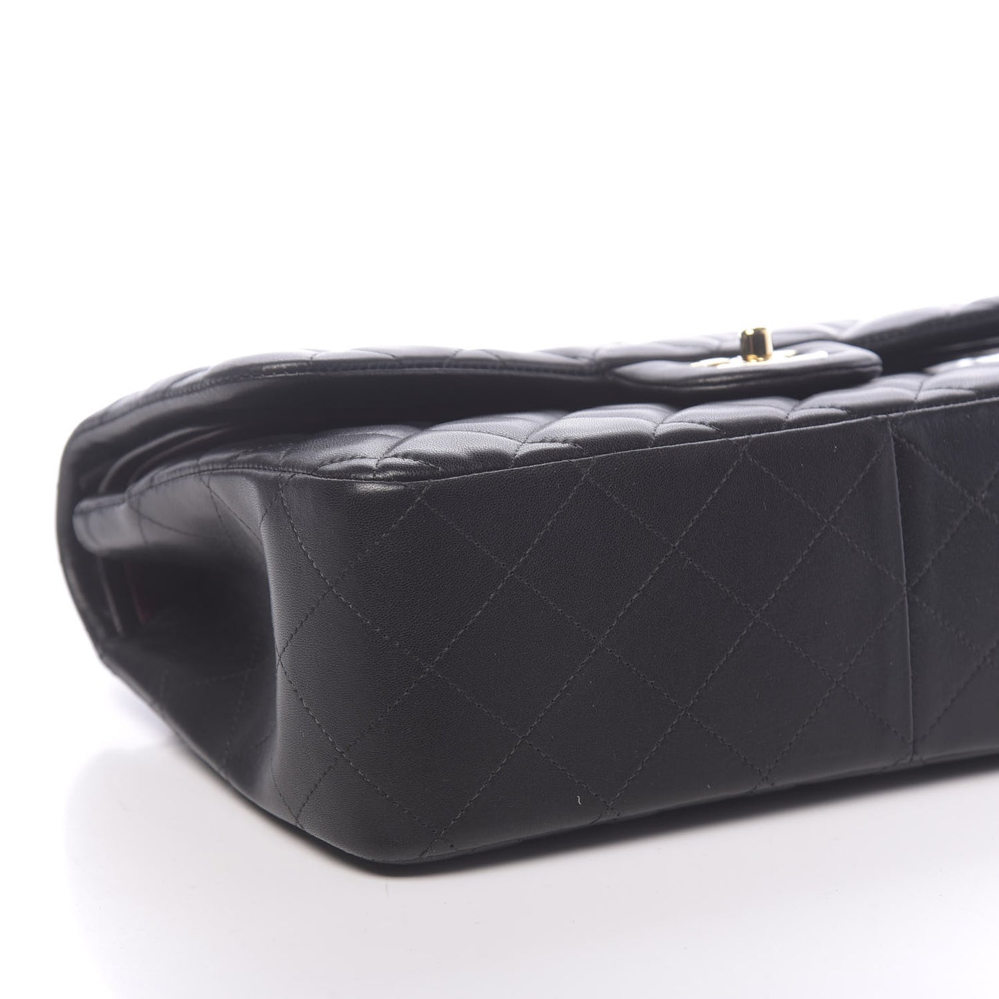 Lambskin Quilted Jumbo Double Flap Black