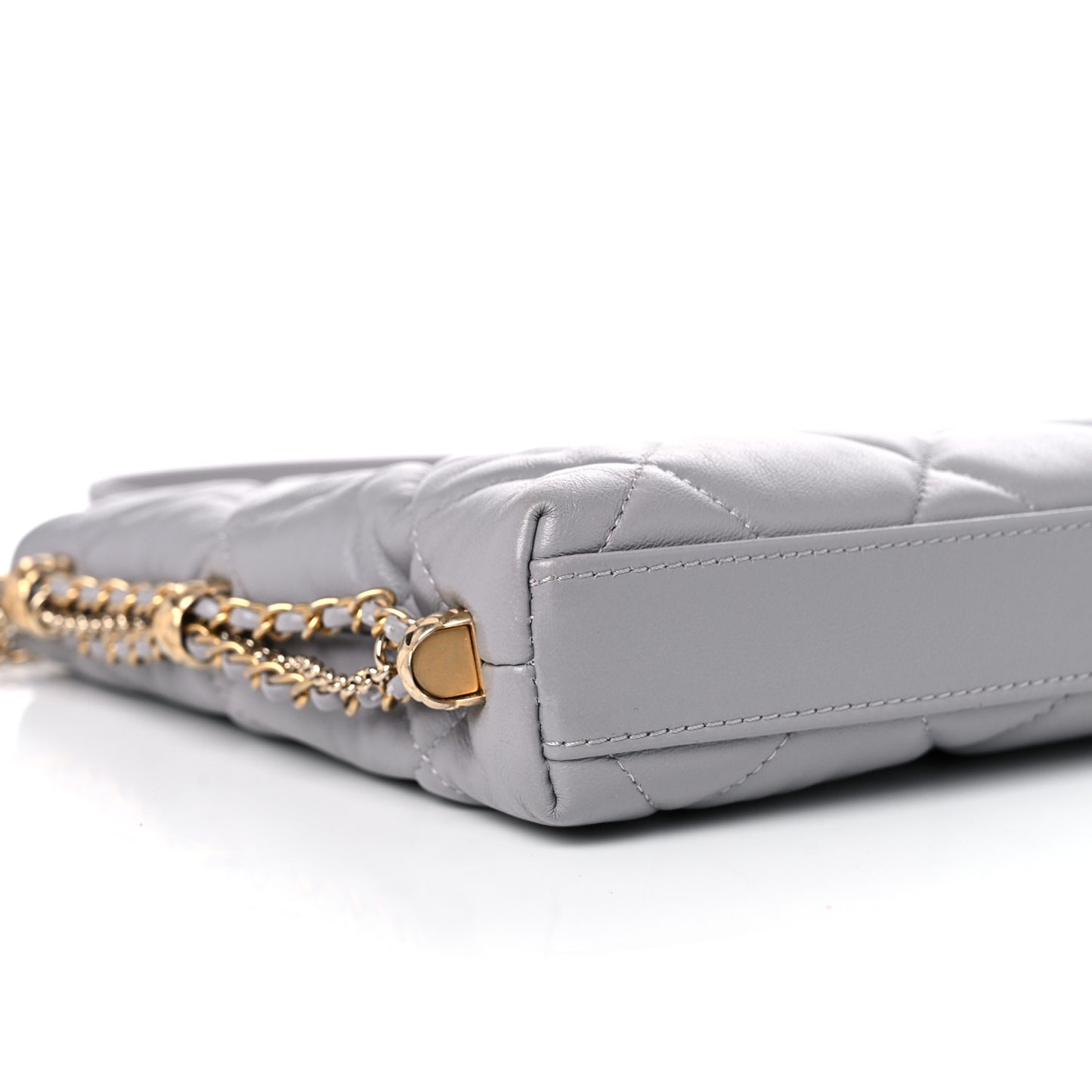 Lambskin Quilted Crush on Chains Hobo Grey