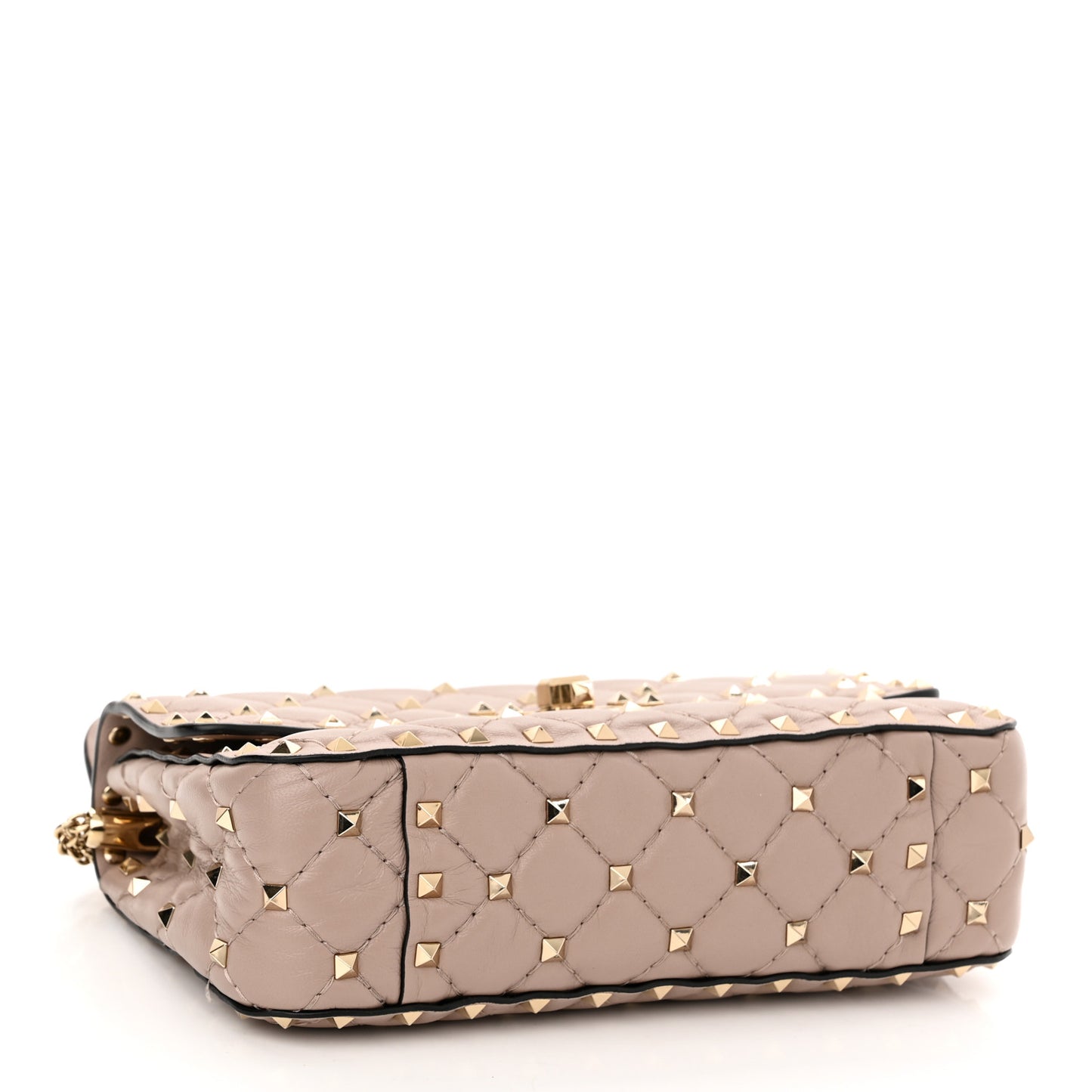 Nappa Small Rockstud Spike Shoulder Bag Poudre
