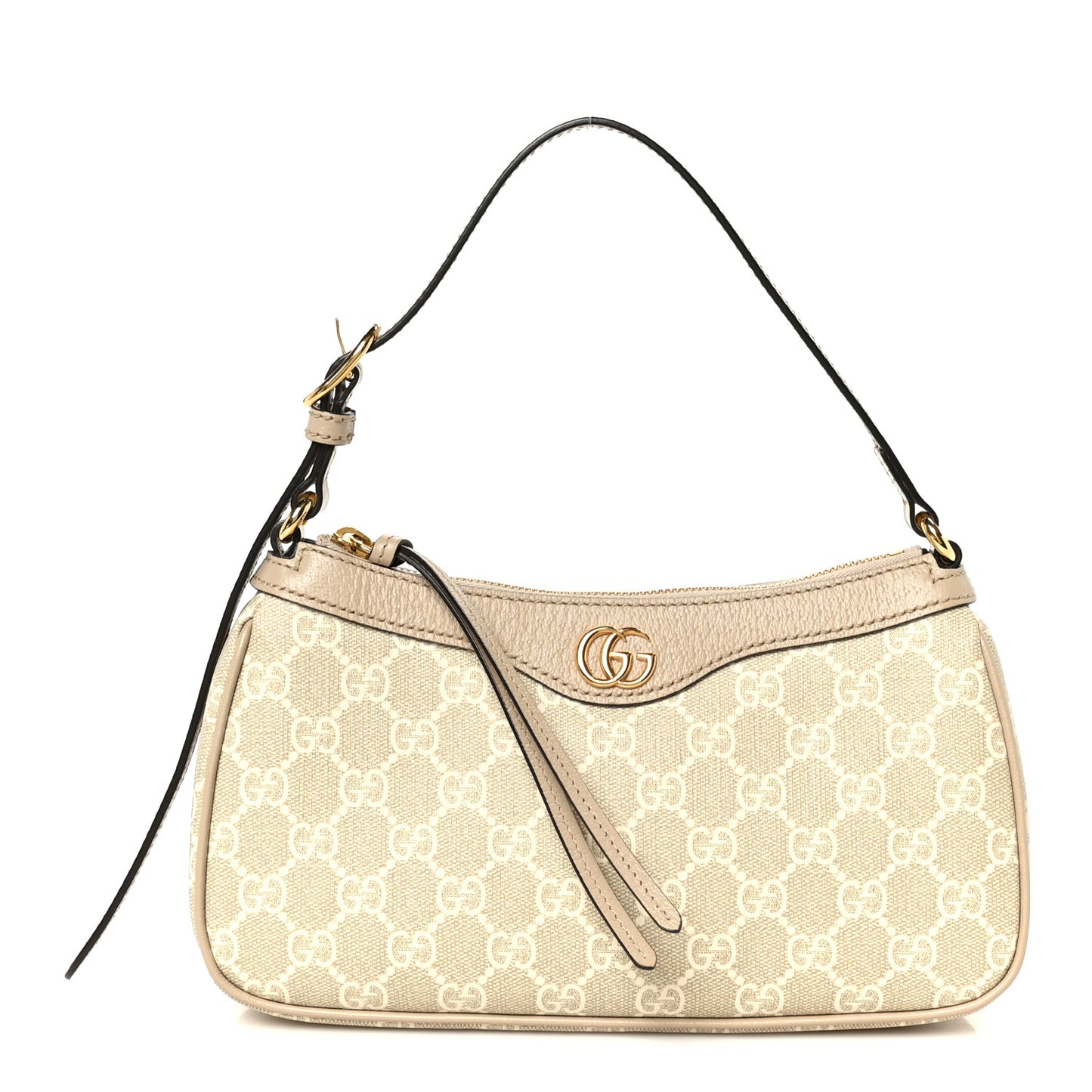 GG Supreme Monogram Textured Dollar Calfskin Small Ophidia Hobo Beige Mystic White Oatmeal