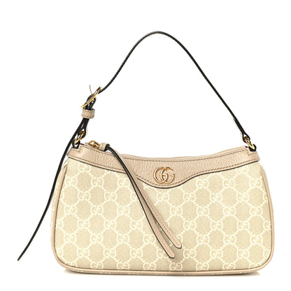 Gucci GG Supreme Monogram Textured Dollar Calfskin Small Ophidia Hobo Beige Mystic White Oatmeal 1 of 12
