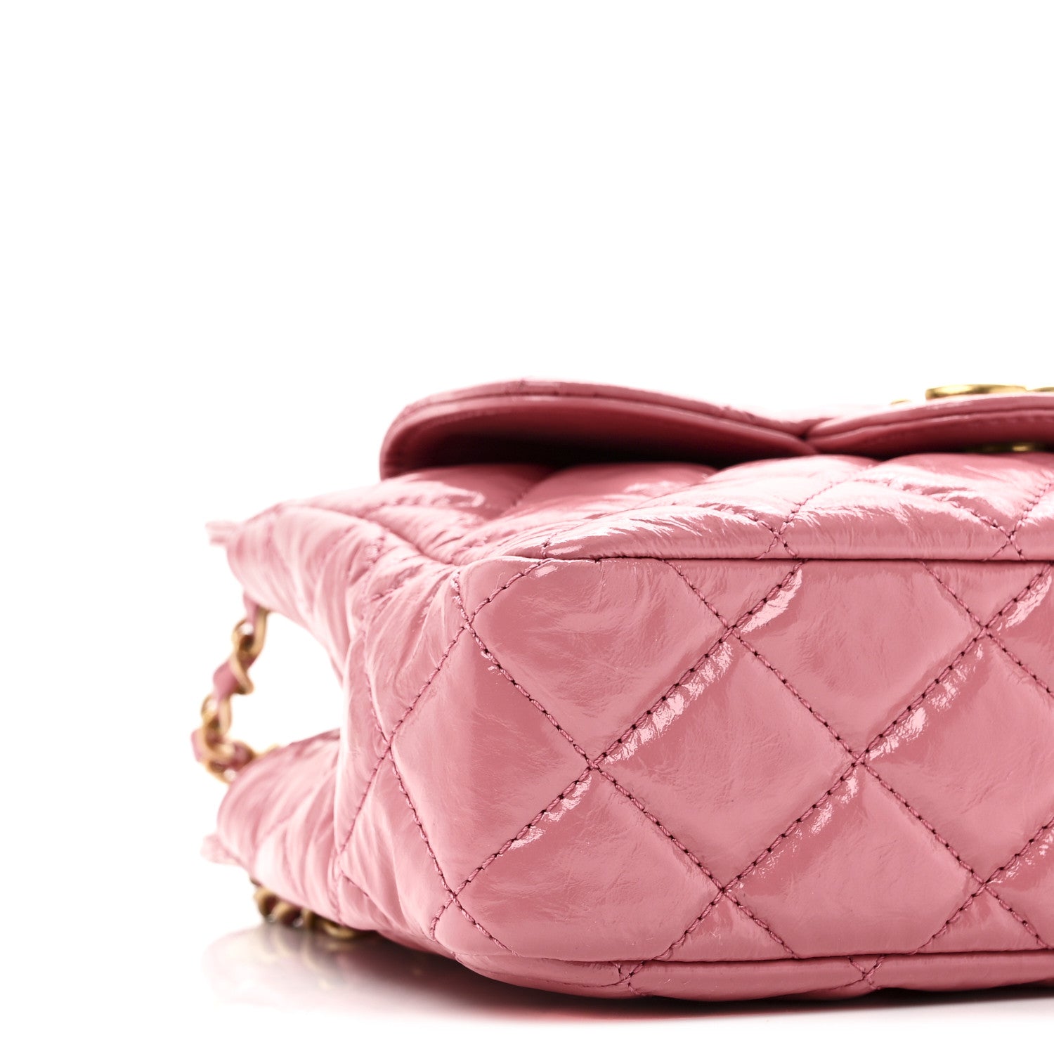 Chanel Shiny Crumpled Calfskin Quilted Small Wavy CC Hobo Pink 9 of 10