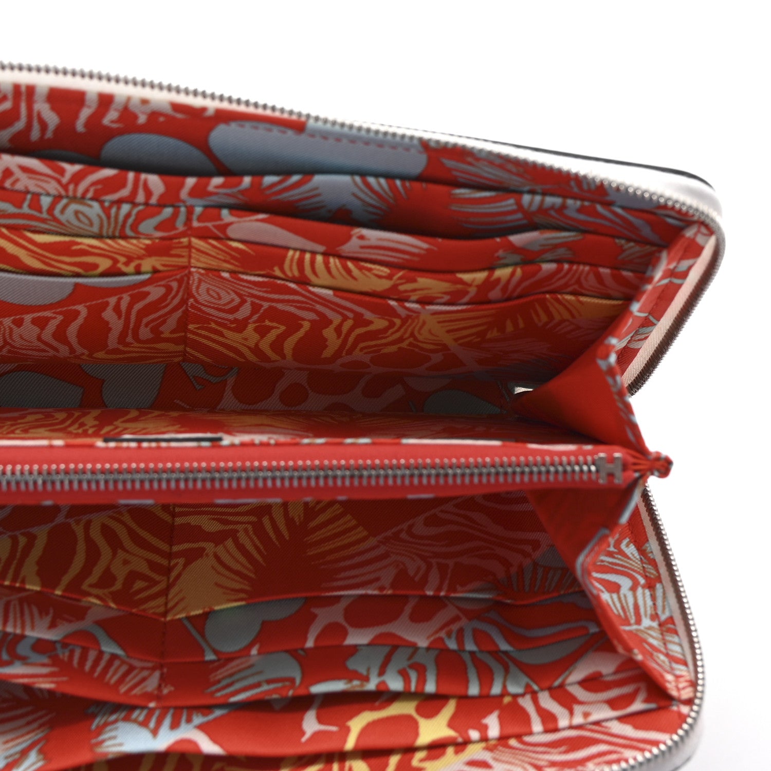 Hermes Evercolor Barenia Silk'In Wallet New White Capucine Bleu Zephyr 5 of 7