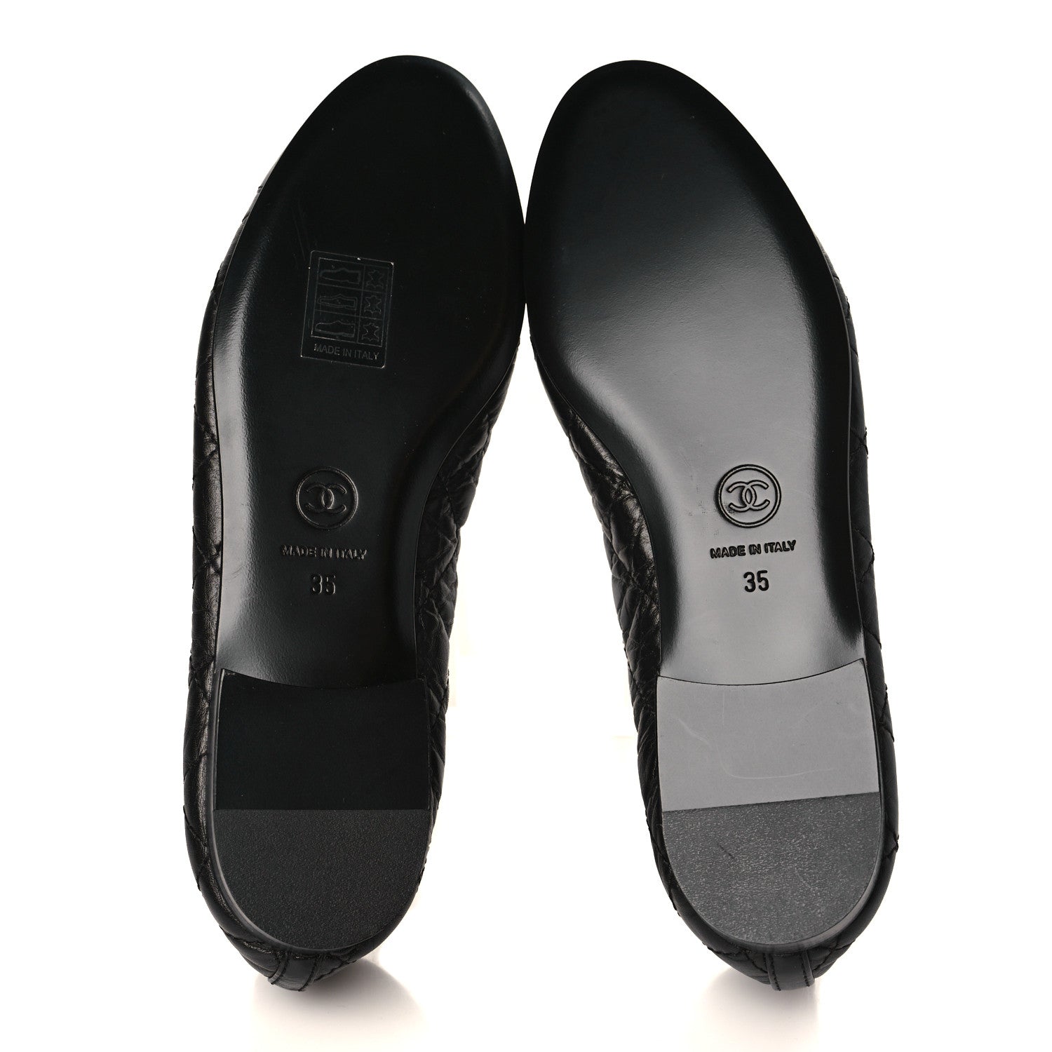 Chanel Aged Calfskin Quilted CC Cap Toe Ballerina Flats 35 Black 5 of 8
