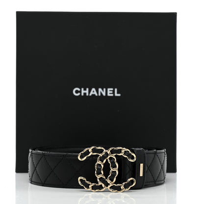 Chanel Lambskin Quilted CC Chain Belt 85 34 Black 6 of 6