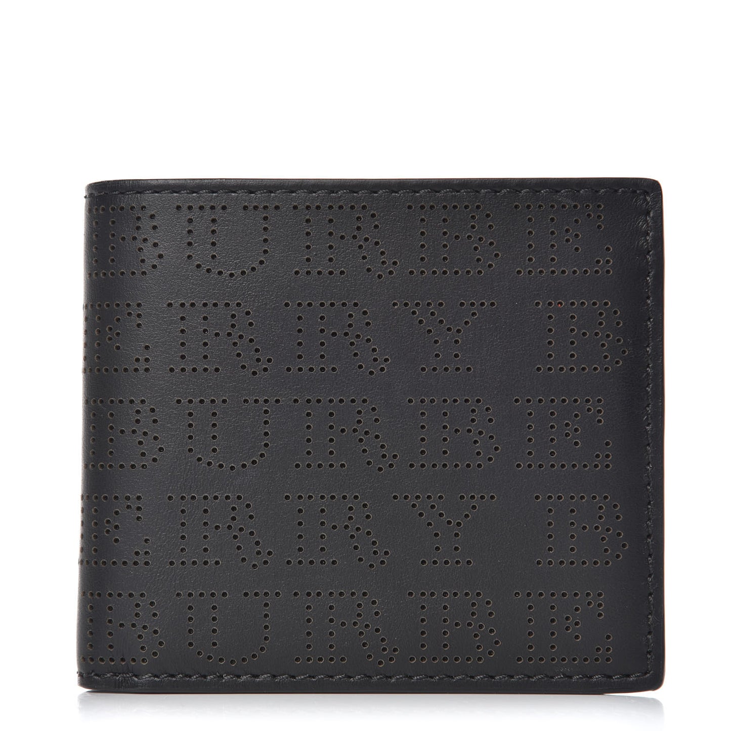 Calfskin Perforated Bi-Fold Wallet Black