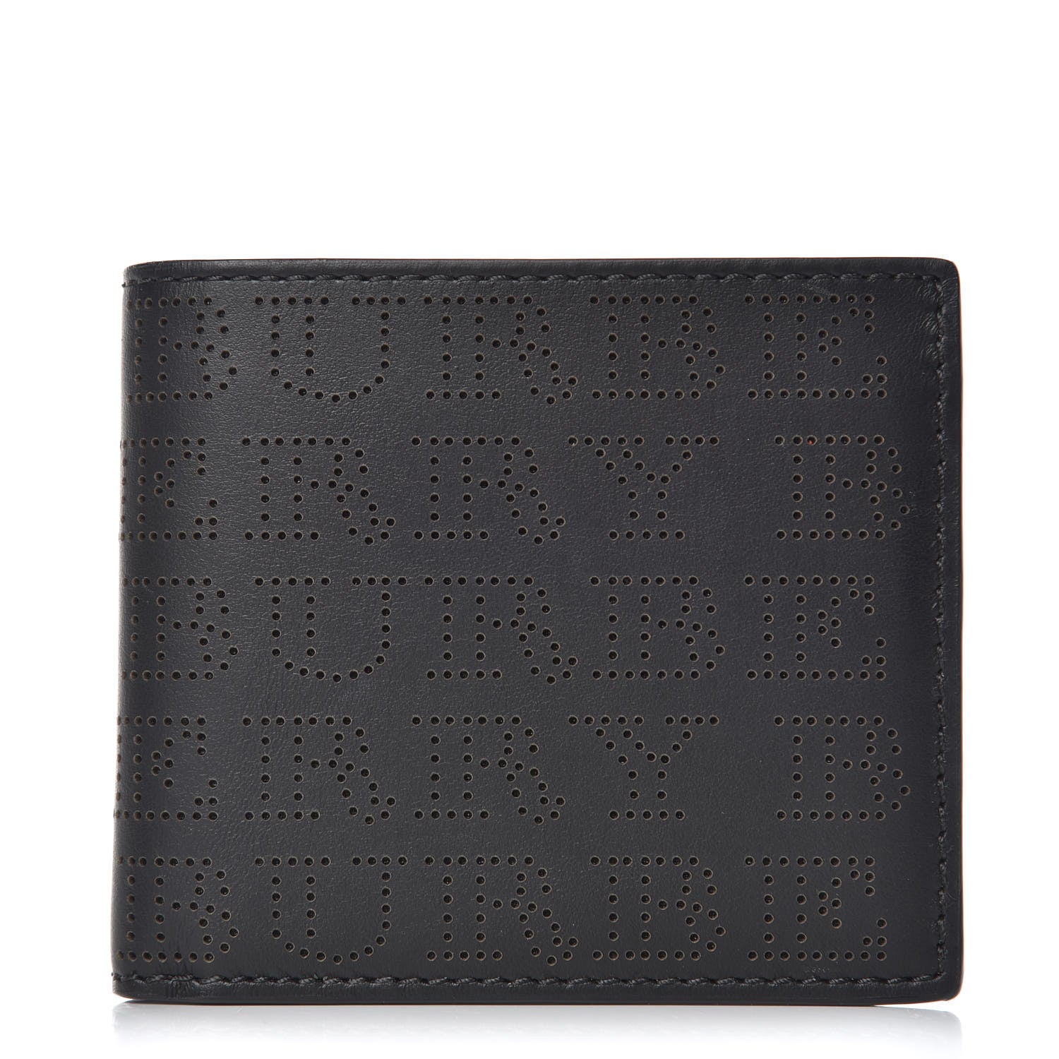 Burberry Calfskin Perforated Bi-Fold Wallet Black 1 of 8