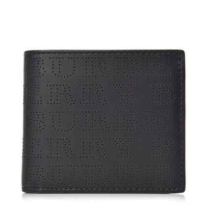 Burberry Calfskin Perforated Bi-Fold Wallet Black 1 of 8