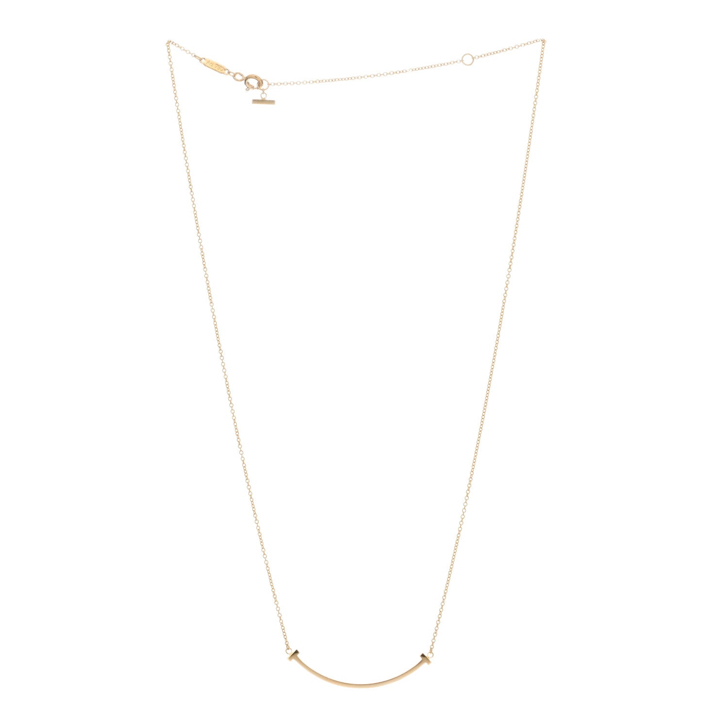 Tiffany 18K Yellow Gold Small T Smile Pendant Necklace 2 of 3