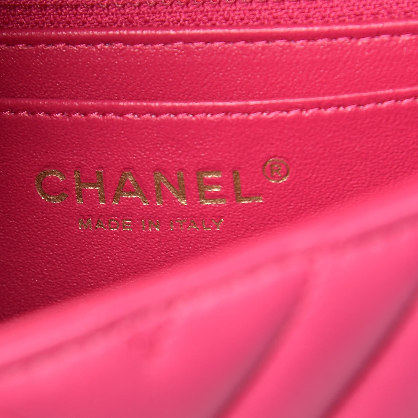 Lambskin Chevron Quilted Mini Rectangular Flap Fuchsia