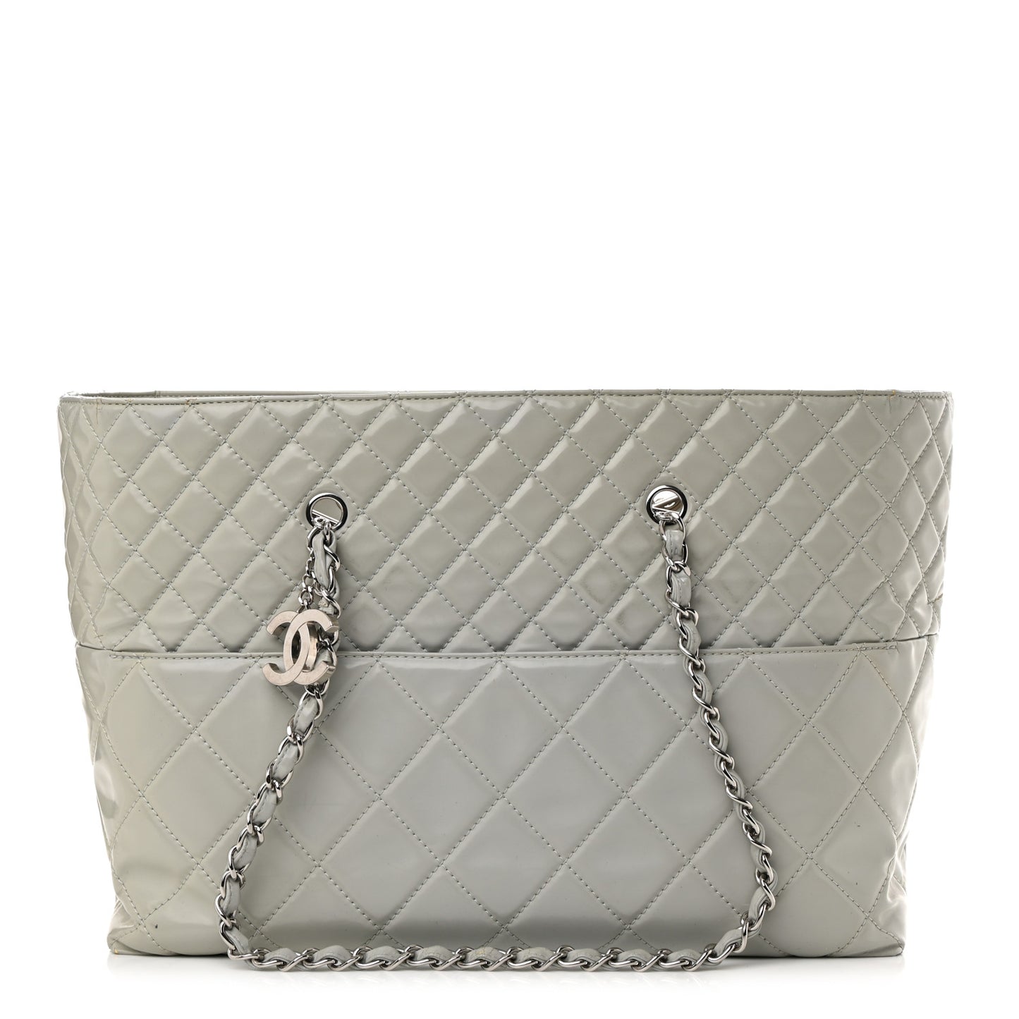 Vinyl Quilted Large In The Business Tote Light Grey