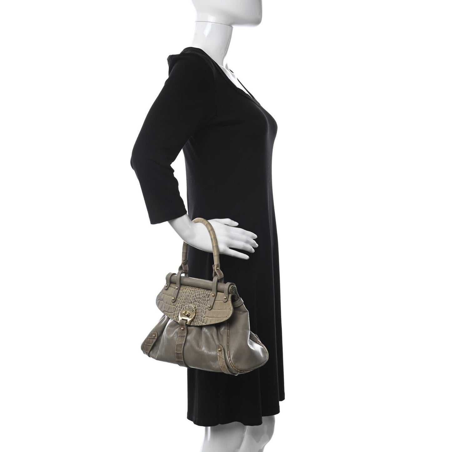 Lambskin Crocodile Embossed Medium Magic Bag Beige
